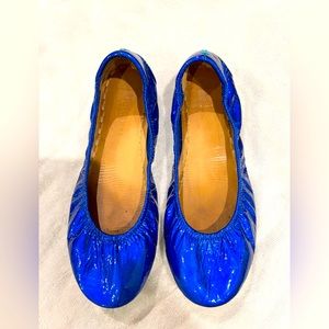 Beautiful blue patent leather Tiek ballet flats